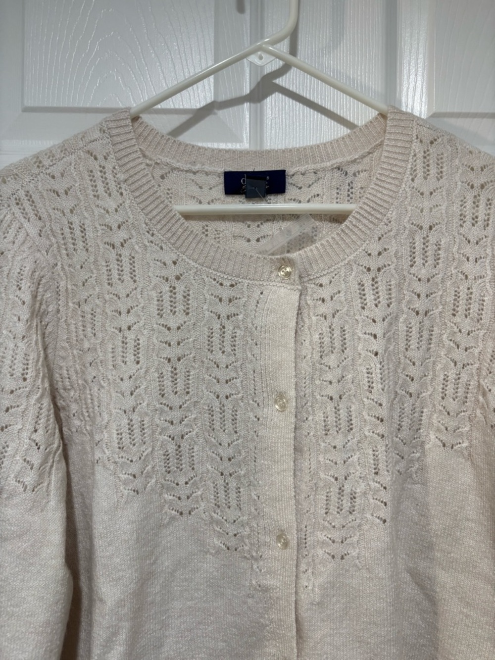 D & CO SIGNATURE NIP Women's Cream Knit Button-Front Sweater Cardigan - Picture 3 of 11